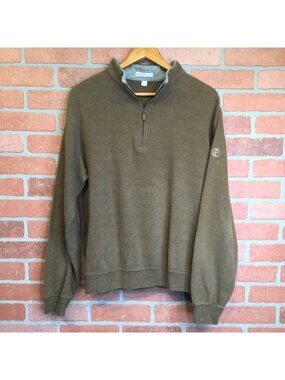 Peter Millar Mens Brown 1/4 Zip Pullover Shirt Sweater Size L Preppy Casual